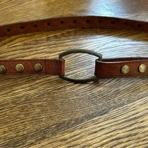 Cabi Brown Wide Full Grain Leather Belt Brass Studs  Hardware Medium CAbi | Accessories | Cabi Brown Studded Leather Belt Size M  main image 3